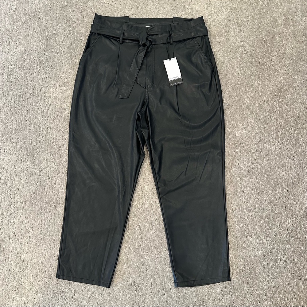 Sofia by Sofia Vergara High Rise Black Pleather Pants Size 16 NWT